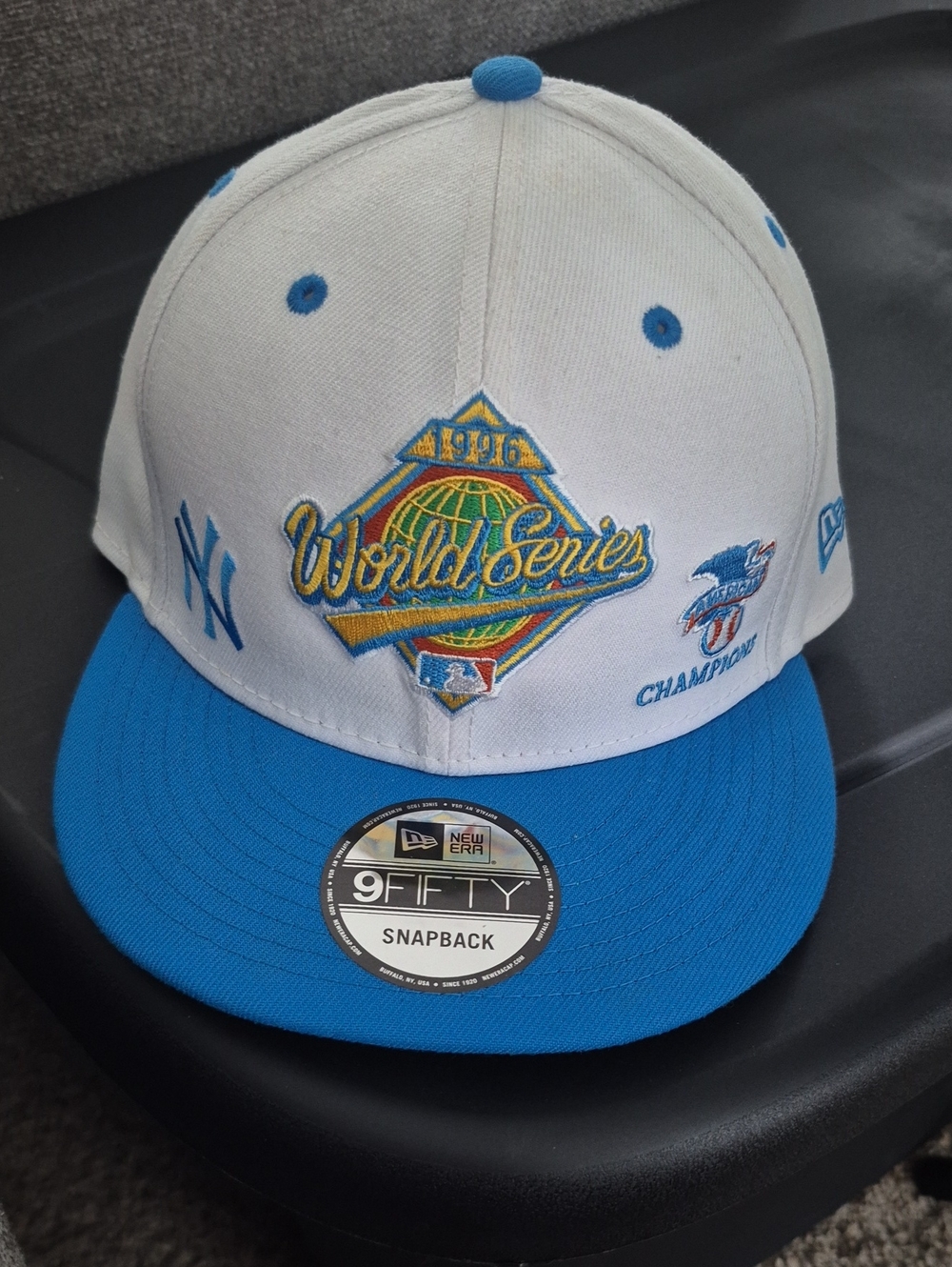 New Era White and Blue World Series Snapback Hat